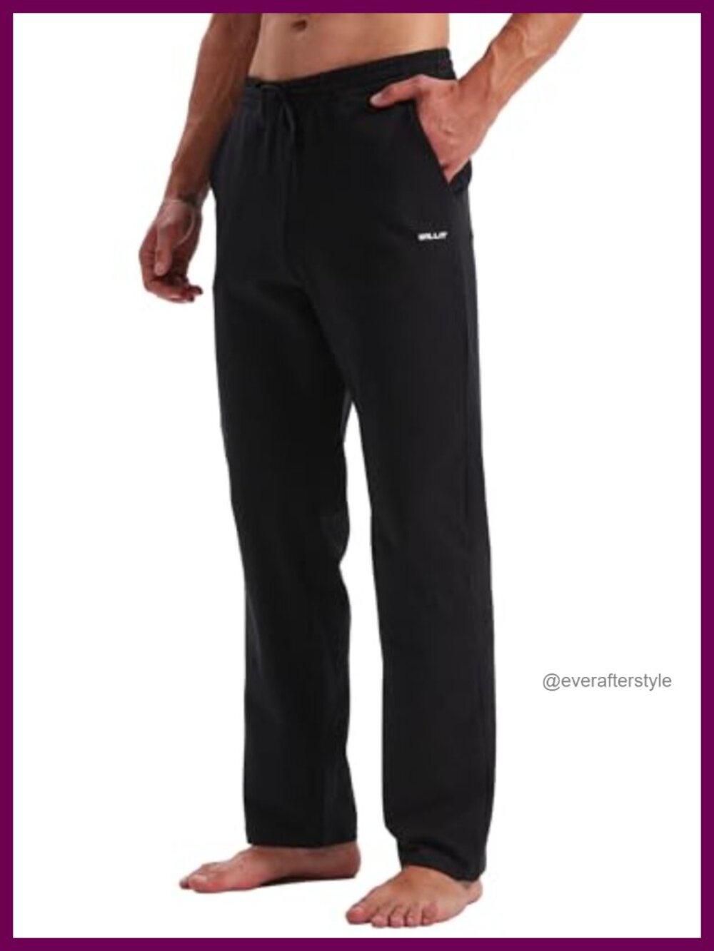 Men's Cotton Yoga Sweatpants Loose Fit Straight Leg Open Bottom